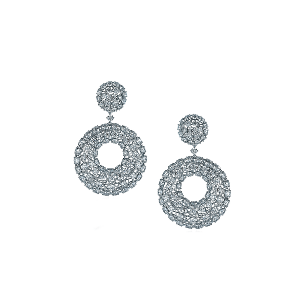 Diamond Cluster Drop Earrings